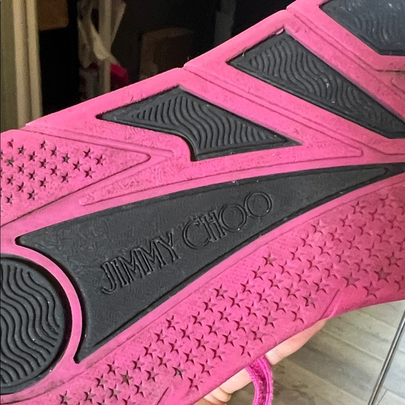🛑 1 hour sale. Jimmy Choo, size 38 EU Hawaii Leather Strip Pink/ White Athletic - Picture 15 of 16